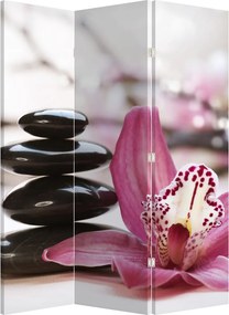 Paraván - Masážne kamene a orchidey (126x170 cm)