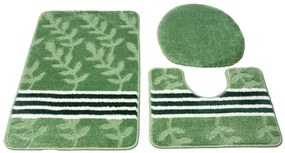 Sada kúpeľňových koberčekov NATEL zelená, lístie / pruhy