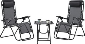 GARDEN LINE Súprava 2 záhradných stoličiek so stolom "Combo Set" v čiernej farbe LEZ7550