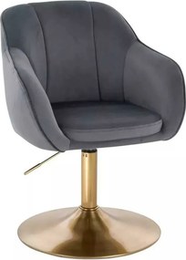 LuxuryForm DESIGN Stolička AVOLA VELUR na zlatom tanieri - tmavosivá