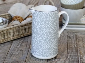 Šedý porcelánový džbán s ornamentami Arés Grey - 15 * 9 * 20cm / 1100ml