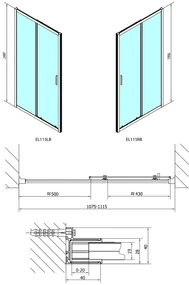 Polysan Polysan, EASY BLACK sprchové dvere 1100mm, číre sklo, EL1115B