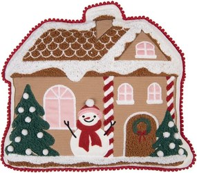 Vianočný vankúš v tvare perníkovej chalúpky - 40*4*36 cm
