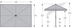 Doppler ACTIVE 180 x 120 cm – balkónový naklápací slnečník, 100 % polyester