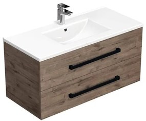 Kúpeľňová skrinka s čiernou úchytkou a umývadlom SAT Cube Way 100x53x46 cm dub Wellington mat CUBE46C1002DWMOD, 1 ks