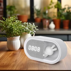 LED Stmievateľná nočná lampička s budíkom BUNNY LED/1,2W/5V 3000K