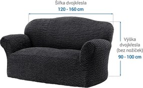 Bielastické poťahy CRISTINA antracitová dvojkreslo (š. 120 - 160 cm)