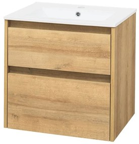 Mereo Mereo, Opto, kúpeľňová skrinka s keramickým umývadlom 61 cm, biela, dub, biela/dub, čierna, MER-CN920