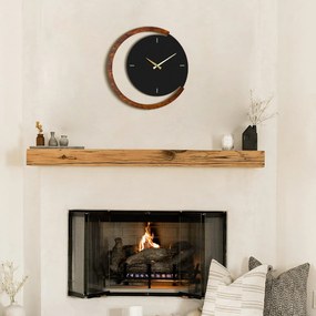 Moon Time Wooden Metal Wall Clock - APS117