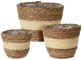 PRÚTENÝ KVETINÁČ BOHO SADA 3KS 18X23 CM+16X19 CM+15X14 CM HNEDÁ