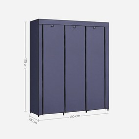 Šatník, látková modulárna skriňa, skladacia, tmavomodrá