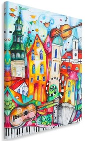 Obraz na plátně Barevné město hudby - 80x120 cm