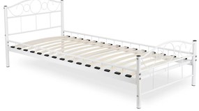 Kovová posteľ 90 cm Granjeros (biela) (s roštom). Akcia -20%. Vlastná spoľahlivá doprava až k Vám domov. 1119134