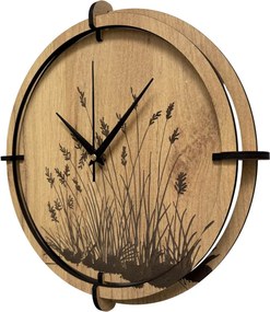 Drevené nástenné hodiny s prírodným motívom Dizajnová dekorácia | SENTOP HDF0587-GOLD-OAK