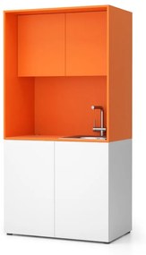 PLAN Kuchynka NIKA s drezom a batériou 1000 x 600 x 2000 mm, oranžová, pravá
