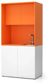 PLAN Kuchynka NIKA s drezom a batériou 1000 x 600 x 2000 mm, oranžová, pravá