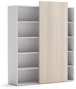 PLAN Skriňa vysoká otvorená BLOCK White, dub prírodný