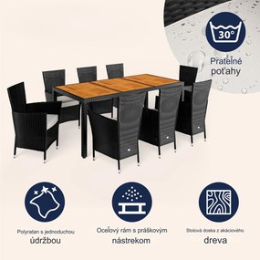 InternetovaZahrada Záhradná ratanová zostava Berlin 1+8 - drevo/čierna