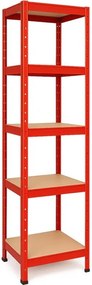 Regál 180x40x40 cm lakovaný 5-policový, nosnosť 875 kg - červený
