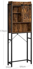 Kúpeľňový regál RENARO hnedý/čierny