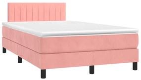 Boxspring posteľ s matracom a LED, ružová 120x190 cm, zamat 3270170
