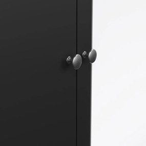 Čierna šatníková skriňa so zrkadlom 150x199x58 cm Madrid – Tvilum