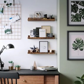 Sada 3 ks nástenných políc SHELFY, hnedá