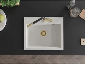 Mexen Oscar, 1-komorový granitový drez 580x490x205 mm, biela, 6519581000-20-G