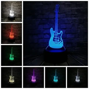 3Dmix 3DL-BTB040 – 3D LED nočná lampa - Gitara (Bluetooth reproduktor - farba biela)