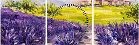 Obraz - Provance, Francúzsko, olejomaľba (s hodinami) (90x30 cm)