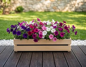 AMADEA Drevený obal s truhlíkom prírodný, 61,2x19,6x15cm, český výrobok