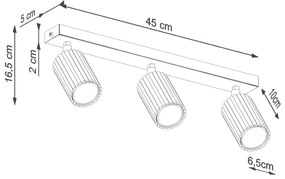 Bodové svietidlo Karbon, 3x biele kovové tienidlo, (možnosť polohovania)