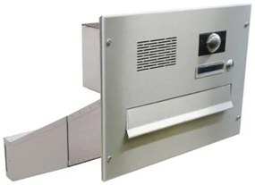 DOLS D-042-ABB - nerezová poštová schránka na zamurovanie, s videohovorovým modulom ABB, menovkou a zvonkovým tlačidlom