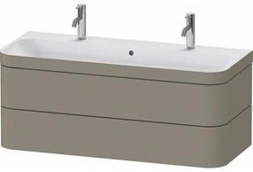 DURAVIT Happy D.2 Plus c-bonded závesná skrinka s nábytkovým umývadlom s dvomi otvormi, 2 zásuvky, 1175 x 490 x 480 mm, kameňovo šedá matná lakovaná, HP4640O92920000