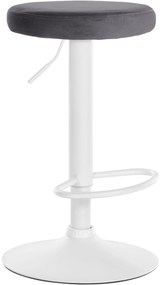 Barová stolička Ponte - zamat, biely rám - Tmavo sivá