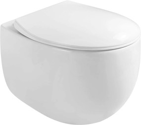 Mexen Egg, závesná WC misa Rimless s duroplastovým sedátkom s pomalým zatváraním, biela lesklá, 30245000