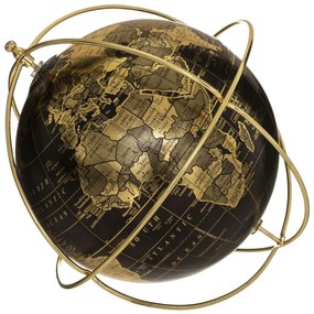 Dekoračná soška Globus, 24x24x24 cm, čierna/zlatá