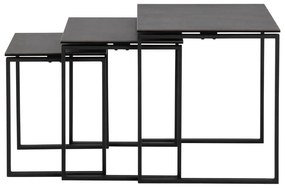 Súprava 3 čiernych konferenčných stolíkov so železným nohami Actona Katrine