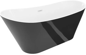Mexen Dora, voľne stojaca vaňa 160 x 75 cm, biela/čierna, biely prepad, 52071607575-20