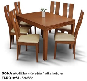 Kondela Drevená stolička, čerešňa/látka béžová, BONA NEW