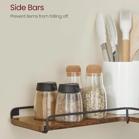 Plávajúce poličky, sada 2 ks, rohové poličky, rustikálna hnedá a čierna farba