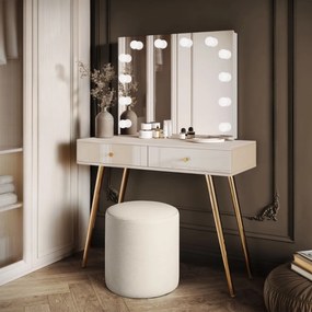 TOALETNÝ STOLÍK KATHLEEN SHINE KAŠMÍR LESK + ZLATÉ NOHY + ZRKADLO