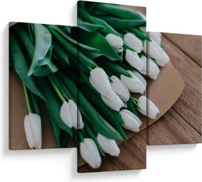 Obraz kytice bielych tulipánov (90x60 cm)