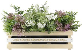 AMADEA Drevený obal na tri kvetináče s motívom čipky, 47x17x15cm, drevený kvetináč