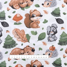 Biante Detský bavlnený štvorcový obrus Sandra SA-282 Veveričky a lesní kamaráti 100x100 cm