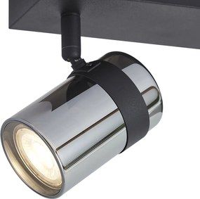 Stropný reflektor čierny s dymovým sklom 2-svetlá otočný a naklápací - Gianni