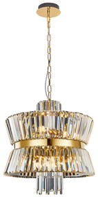 Luster Aurelia, 1x krištáľové/zlaté kovové tienidlo, (fi 54cm), g