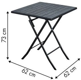 Záhradný skladací stolík - čierny | 62 cm
