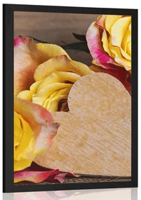 Plagát valentínske žlté ruže - 40x60 silver