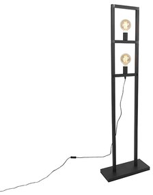 Priemyselná stojaca lampa, 2 svetlá, čierna - Simple Cage 2